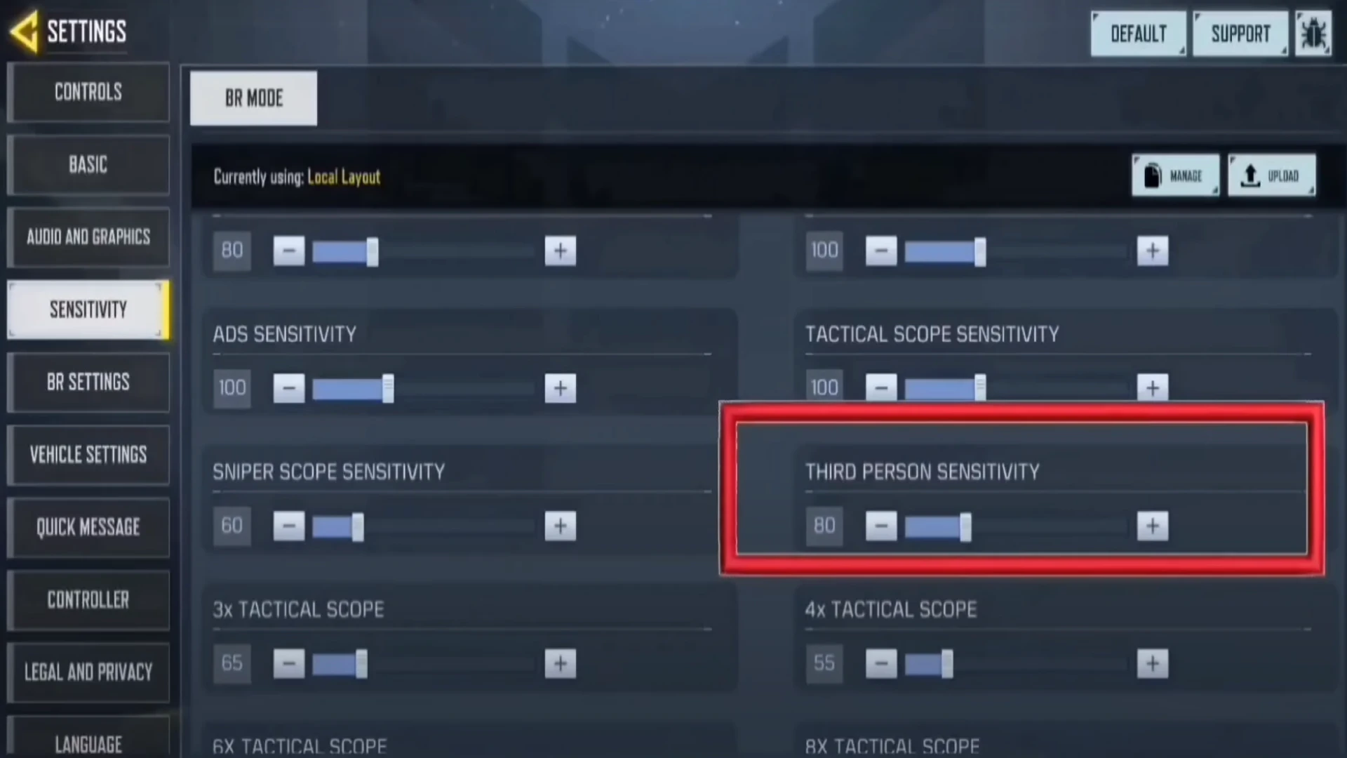 Third Person Sensitivity در کالاف دیوتی موبایل