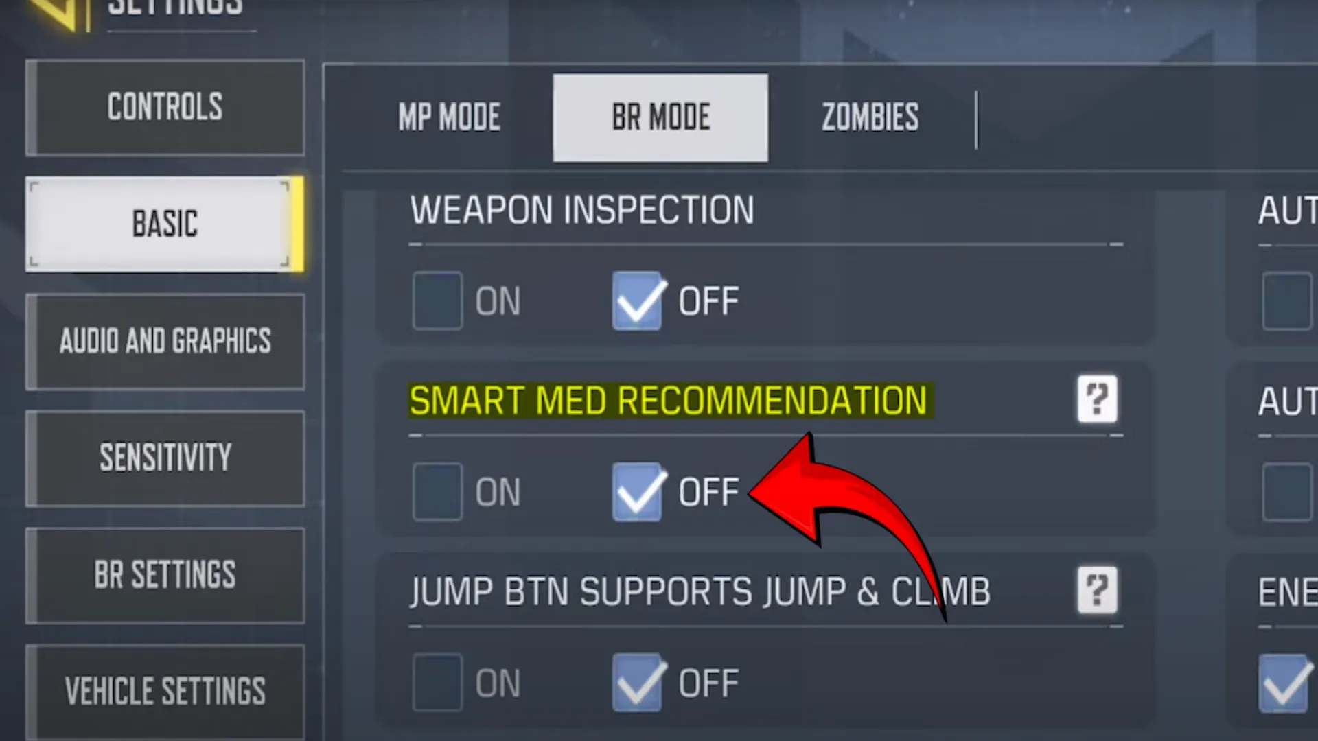 بتل رویال کالاف دیوتی موبایل - گزینه smart med recommendation