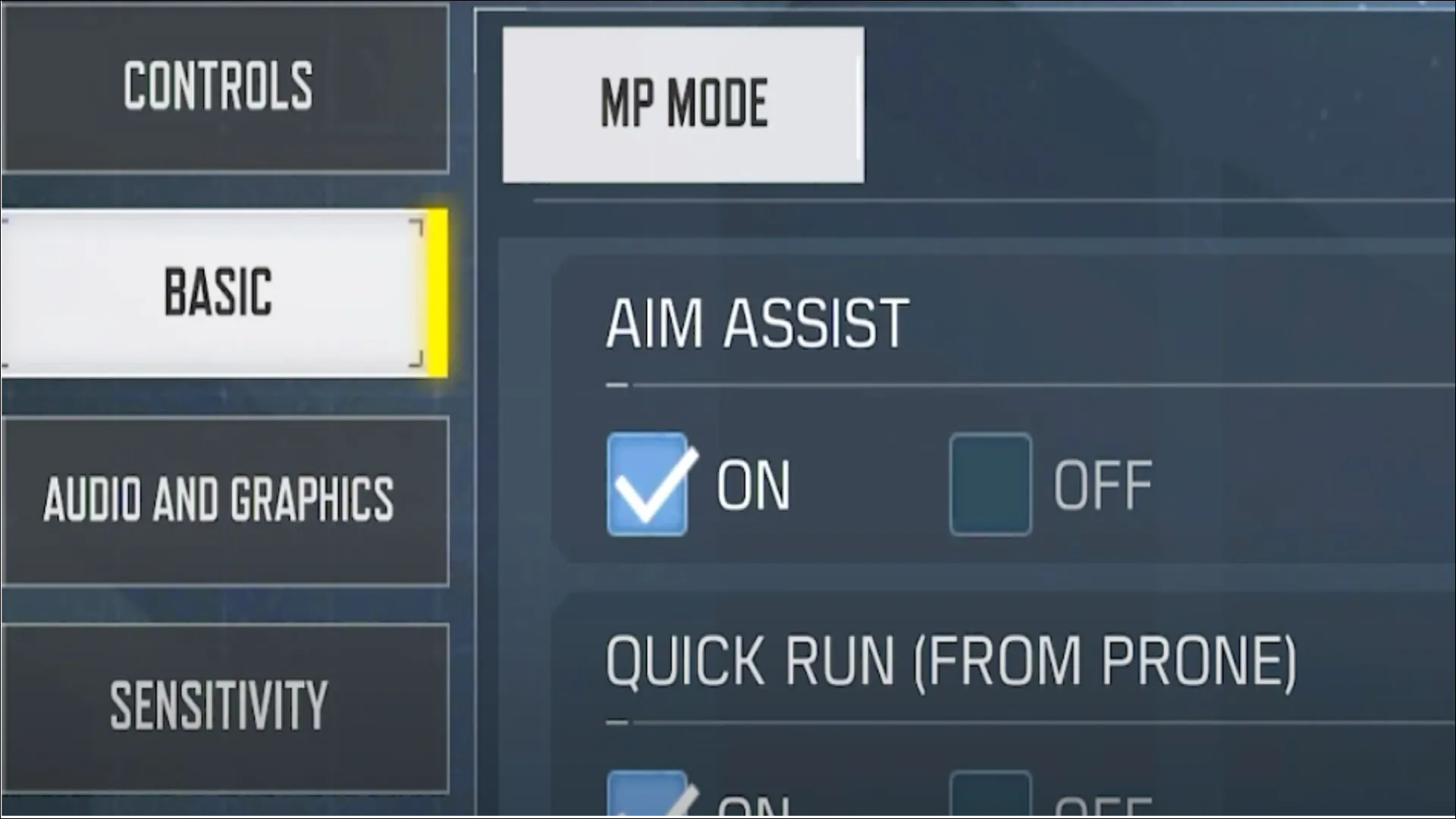 کالاف دیوتی موبایل - aim assist