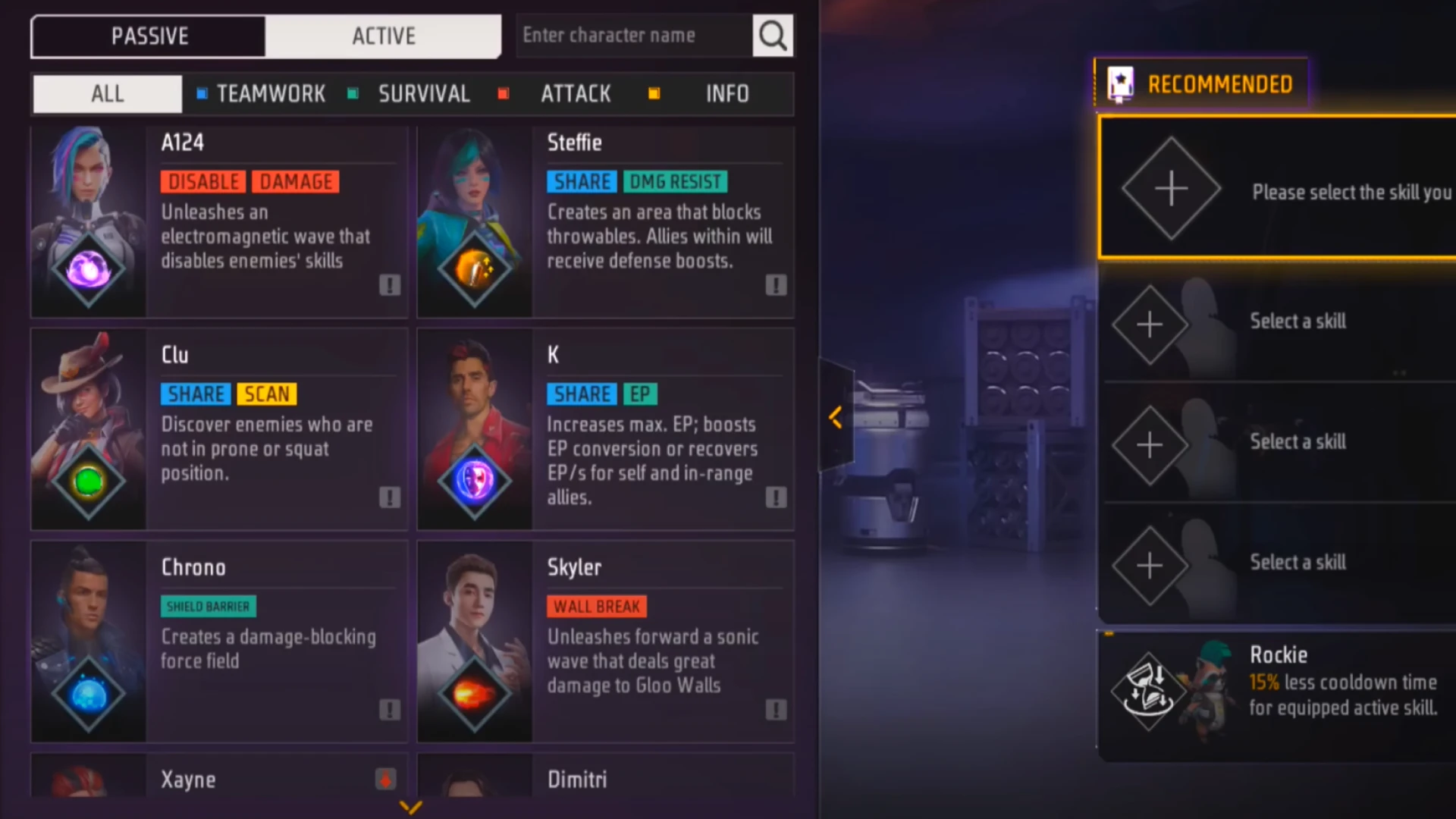 free fire BR Squad Combination