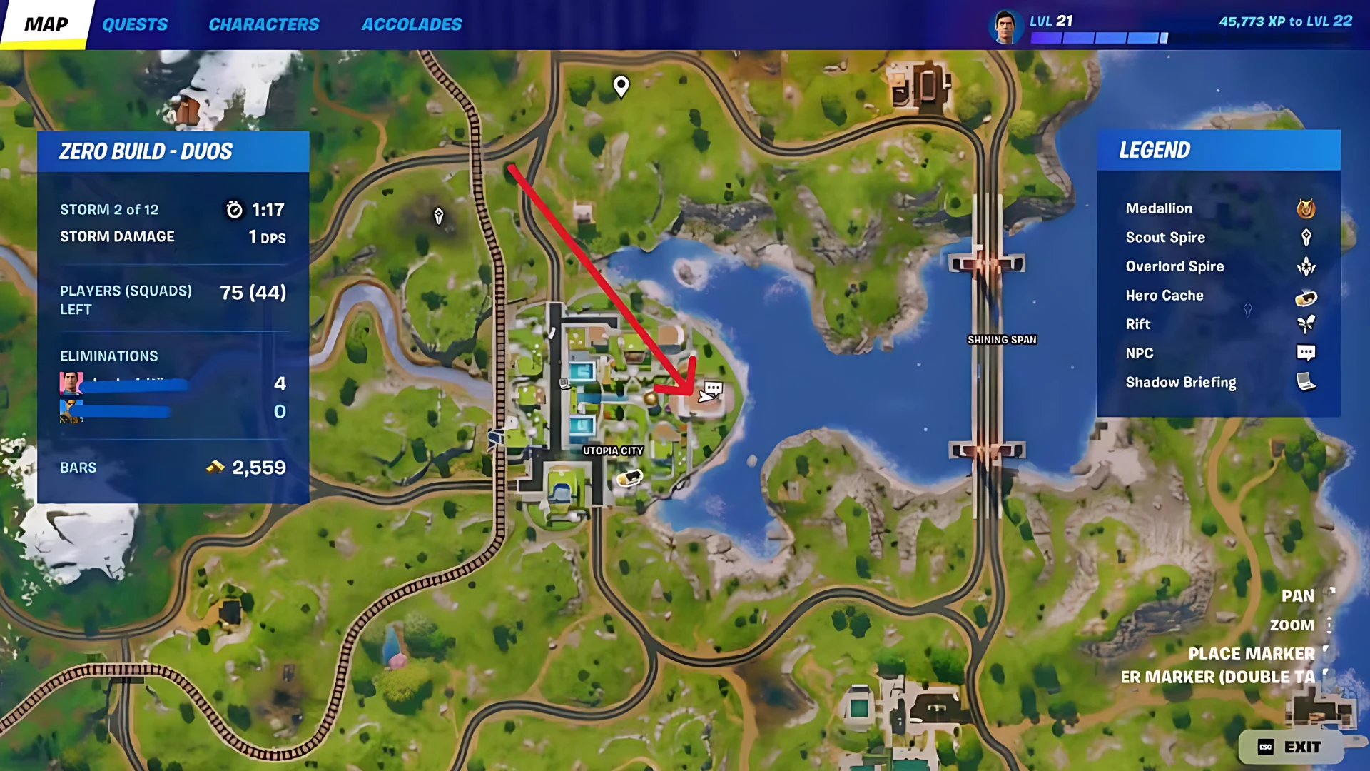 باشگاه مخفی رقص Fortnite - orbitz location